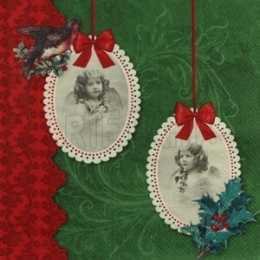 Molduras de Anjos Penduradas no Fundo Verde com Barrado Vermelho (247)