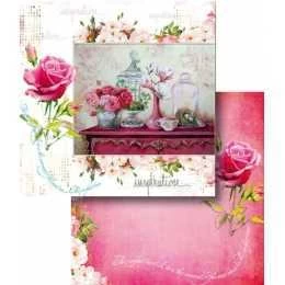 Folha para Scrapbook Dupla Face - LSCD432 - Arranjo de Flores Vidro e Gaiola