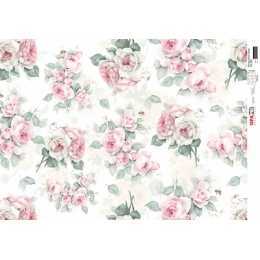 Papel para Decoupage-Opapel 2563 -Estampa Flores Rosas Vintage