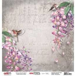 Folha para Scrapbook Dupla Face - OPA2646 - Flor Glicínias 1