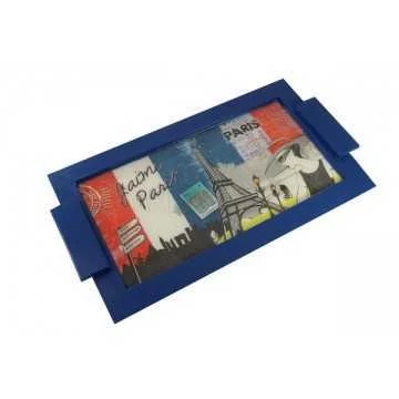 Bandeja Azul com Vidro Líquido