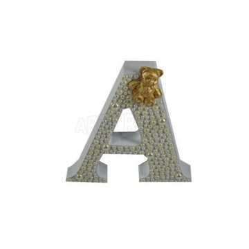 Letra A em MDF com Pérolas