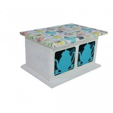 Caixa de Chá 2 Divisões - Azul