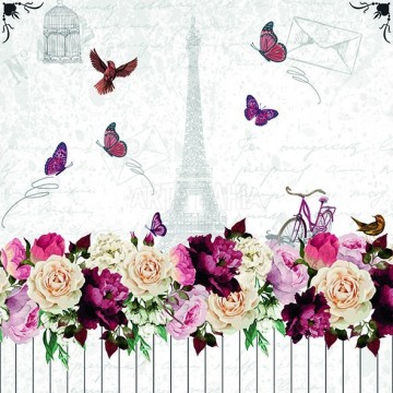 Guardanapo Flores com Torre...