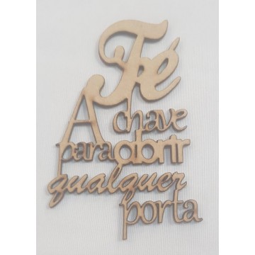 Aplique em MDF - Frase: Fé...