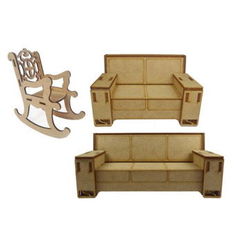 Miniatura em MDF - Kit Sala...